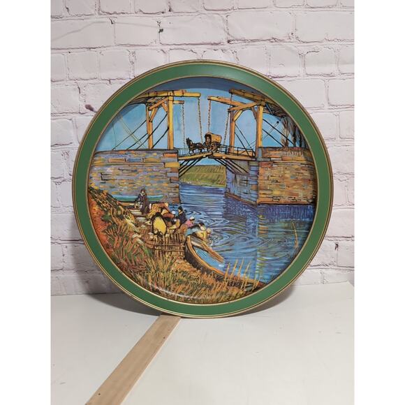 Large Vintage Vincent Van Gogh Artist Landscape Tin Box From Sunshine Cookie 14" - Picture 1 of 16
